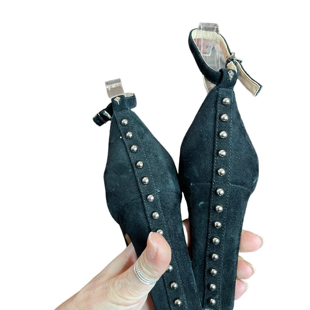 Sam Edelman Yoshi Black Suede Studded Ankle Strap Heels | Size 9 - Picture 7 of 13